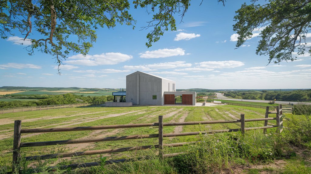 concrete barndominium in rural Texas